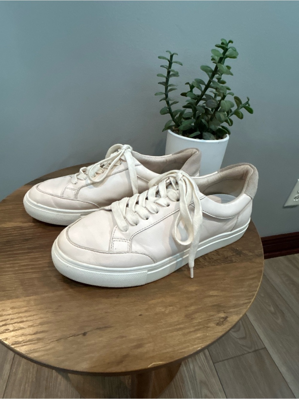 Birdies Leather Lace Up Sneakers Cream Blush Comfort Shoes Size 7